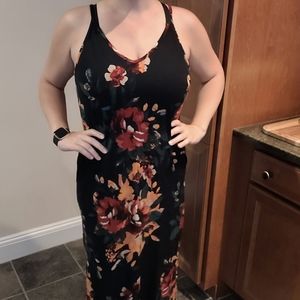Black floral maxi dress